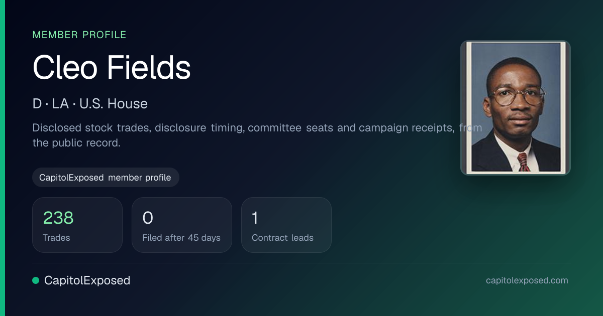 Cleo Fields (D-LA) | Stock Trades & Lobbying | CapitolExposed