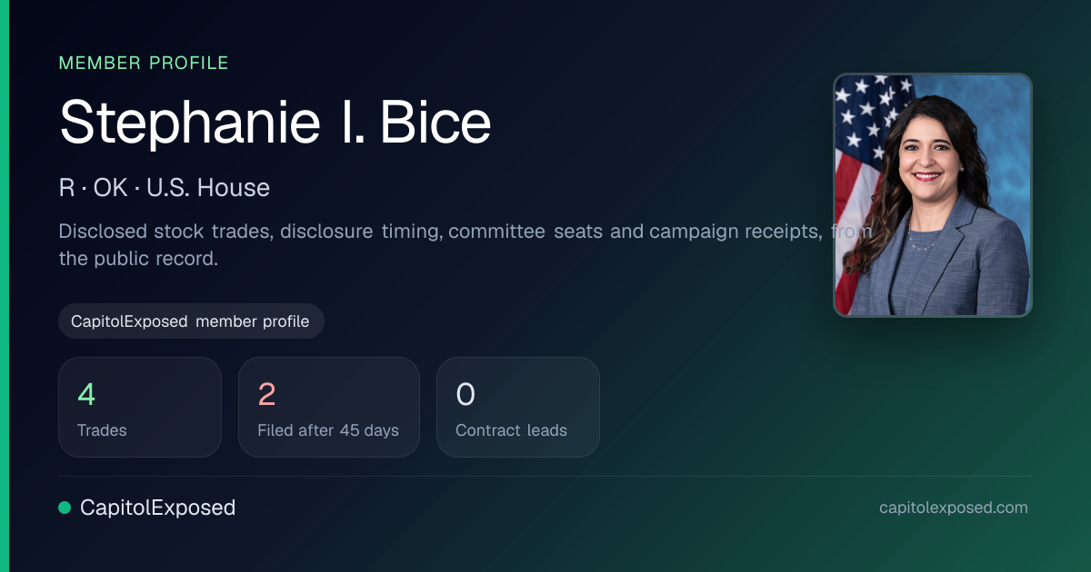 Stephanie I. Bice (R-OK) | Stock Trades & Lobbying | CapitolExposed
